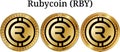 Set of physical golden coin Rubycoin RBY