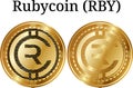 Set of physical golden coin Rubycoin RBY