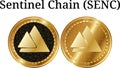 Set of physical golden coin Sentinel Chain (SENC)