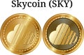 Set of physical golden coin Skycoin (SKY)