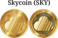 Set of physical golden coin Skycoin SKY