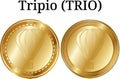 Set of physical golden coin Tripio TRIO