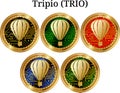 Set of physical golden coin Tripio TRIO
