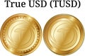 Set of physical golden coin True USD TUSD