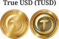 Set of physical golden coin True USD TUSD