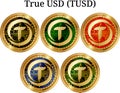 Set of physical golden coin True USD TUSD