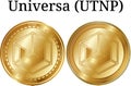 Set of physical golden coin Universa UTNP Royalty Free Stock Photo