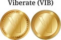 Set of physical golden coin Viberate (VIB) Royalty Free Stock Photo