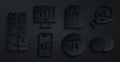 Set Pi symbol, Square root of x glyph, Mathematics sets A and B, Function mathematical and Computer monitor with graph Royalty Free Stock Photo
