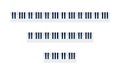 Set of piano keys with different numbers of octaves on white