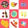 Set of picnic icons and barbeque outdoor family Royalty Free Stock Photo