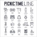 Set of picnic time, barbeque thin line icons. Royalty Free Stock Photo