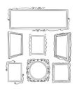 Set picture frames, hand drawn vector illustration. Royalty Free Stock Photo