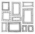 Set picture frames, hand drawn vector illustration. Royalty Free Stock Photo