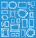 Set picture frames, hand drawn vector illustration. Royalty Free Stock Photo