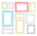 Set picture frames, hand drawn vector illustration. Royalty Free Stock Photo