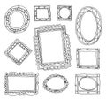 Set picture frames, hand drawn vector illustration. Royalty Free Stock Photo