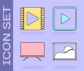 Set Picture landscape, Play Video, Smart Tv and Play in square icon