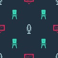 Set Picture, Mirror and Chair on seamless pattern. Vector