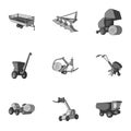 Set of pictures about agricultural machinery. Cars to robots to the ground.Agricultural Machinery icon in set collection