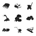 Set of pictures about agricultural machinery. Cars to robots to the ground.Agricultural Machinery icon in set collection