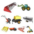 Set of pictures about agricultural machinery. Cars to robots to the ground.Agricultural Machinery icon in set collection