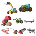 Set of pictures about agricultural machinery. Cars to robots to the ground.Agricultural Machinery icon in set collection