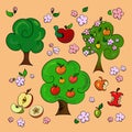 A set of pictures of apples. Stickers