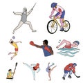 A set of pictures about athletes.