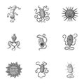 A set of pictures about bacteria and viruses. Germs that are harmful to humans. viruses and bacteria icon in set