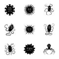 A set of pictures about bacteria and viruses. Germs that are harmful to humans. viruses and bacteria icon in set