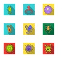 A set of pictures about bacteria and viruses. Germs that are harmful to humans. viruses and bacteria icon in set