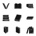 A set of pictures with books. Books, notebooks, studies. Books icon in set collection on black style vector symbol stock