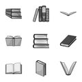 A set of pictures with books. Books, notebooks, studies. Books icon in set collection on monochrome style vector symbol