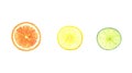 Set of pictures of citrus coexisting orange, lemon and lime.