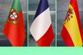 A set of pictures with flags of European countries. Royalty Free Stock Photo