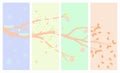 A set of pictures of the four seasons of the year. Tree four times a year in spring, summer, autumn and winter vector illustration Royalty Free Stock Photo