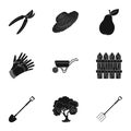 Set of pictures about gardening. Village, vegetable garden, garden, ecology.Farm and Gardening icon in set collection on