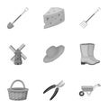 Set of pictures about gardening. Village, vegetable garden, garden, ecology.Farm and Gardening icon in set collection on