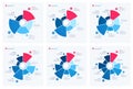 Set of pie chart concepts. Vector templates for web, presentatio Royalty Free Stock Photo