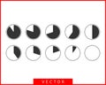 Set pie chart icons. Circle diagram vector. Collection Charts graphs logo template. Flat design Royalty Free Stock Photo