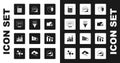 Set Pie chart infographic, Binary code, Data analysis, Calculator, Folder and lock, Financial growth decrease and icon Royalty Free Stock Photo
