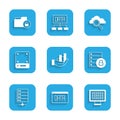 Set Pie chart infographic, Data analysis, Binary code, Server security with padlock, Search cloud computing and Folder Royalty Free Stock Photo