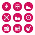 Set Pie chart infographic, Factory, Financial growth, Clock, Graph, chart, diagram, Many ways directional arrow