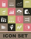 Set Pie chart infographic, Server, Document with, Calculator and Search cloud computing icon. Vector Royalty Free Stock Photo