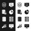 Set Pie chart infographic, Server security with lock, Shield settings gear, Secure your site HTTPS, SSL, Server, Data Royalty Free Stock Photo