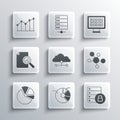Set Pie chart infographic, Server security with padlock, Mind map, Network cloud connection, Document, and Binary code Royalty Free Stock Photo