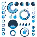 Set of pie circle, round charts, graphs. Royalty Free Stock Photo