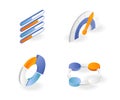 A set of pie icons and bar graph rpm analysis Royalty Free Stock Photo