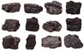 Set of piece of coal isolated on a white Royalty Free Stock Photo